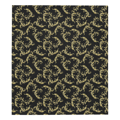 Baroque Golden Pattern Print Design 01 Premium Quilt