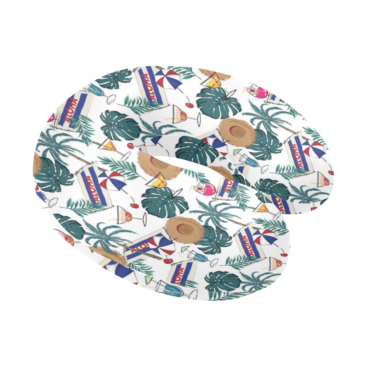 Aloha Hawaii Beach Pattern Print Design 04 U-Shaped Travel Neck Pillow