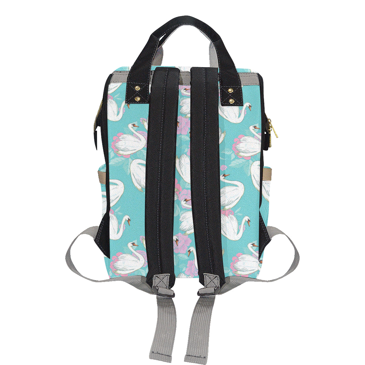 Swan Pattern Print Design 03 Diaper Bag Backpack