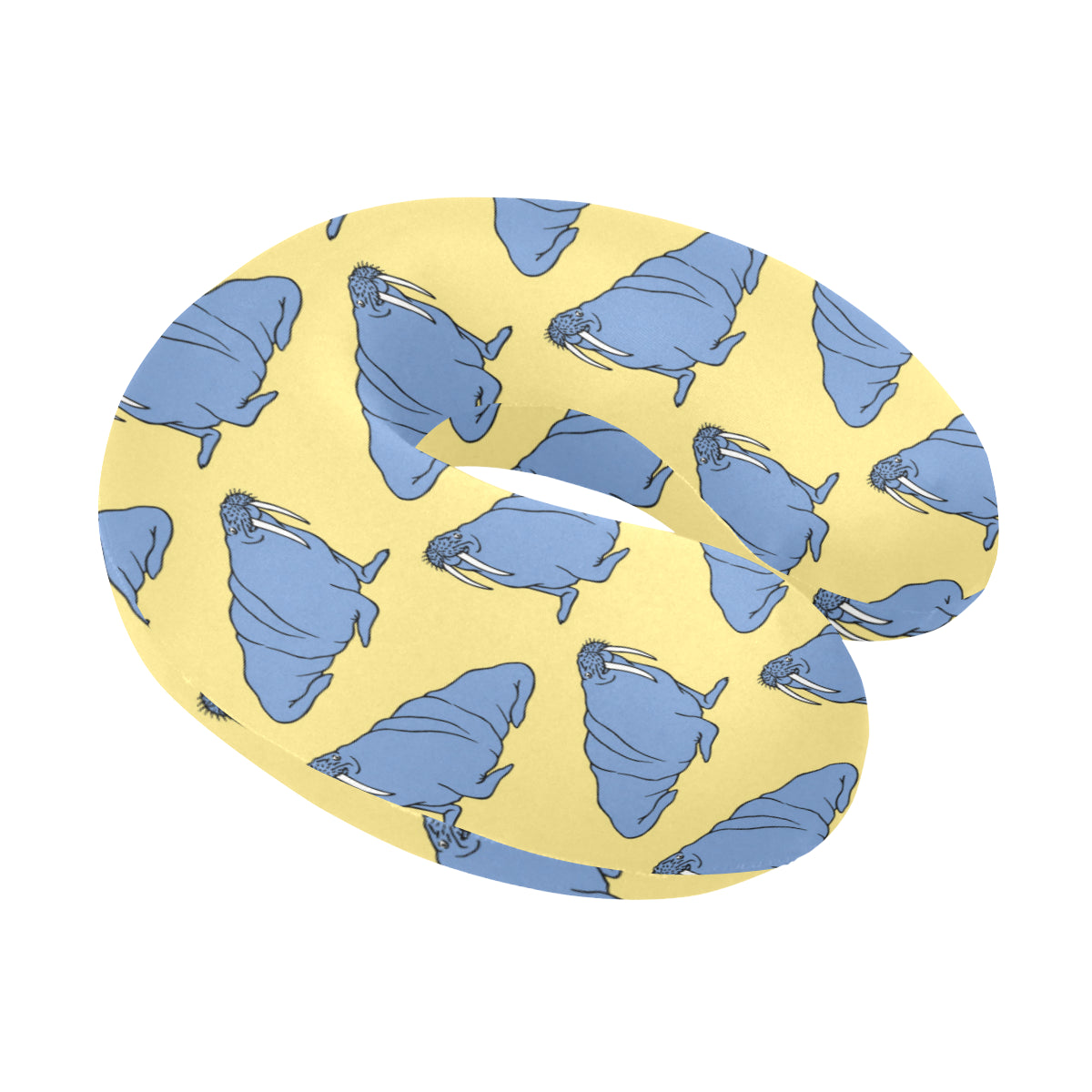 Walrus Pattern Print Design 02 U-Shaped Travel Neck Pillow