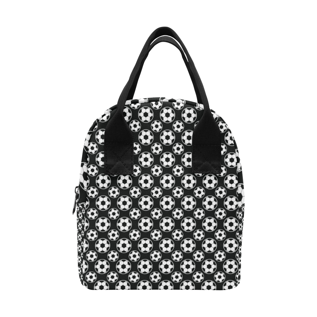 Soccer Ball Black Print Pattern Insulated Lunch Bag