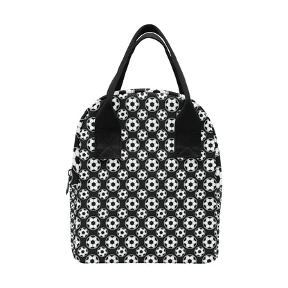 Soccer Ball Black Print Pattern Insulated Lunch Bag
