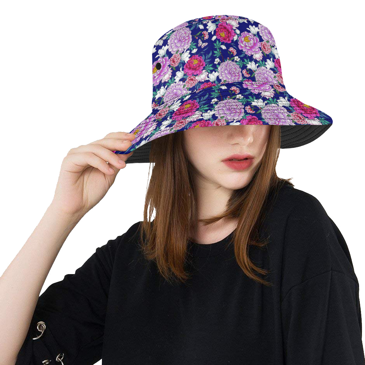 Dahlia Pattern Print Design DH013 Unisex Bucket Hat