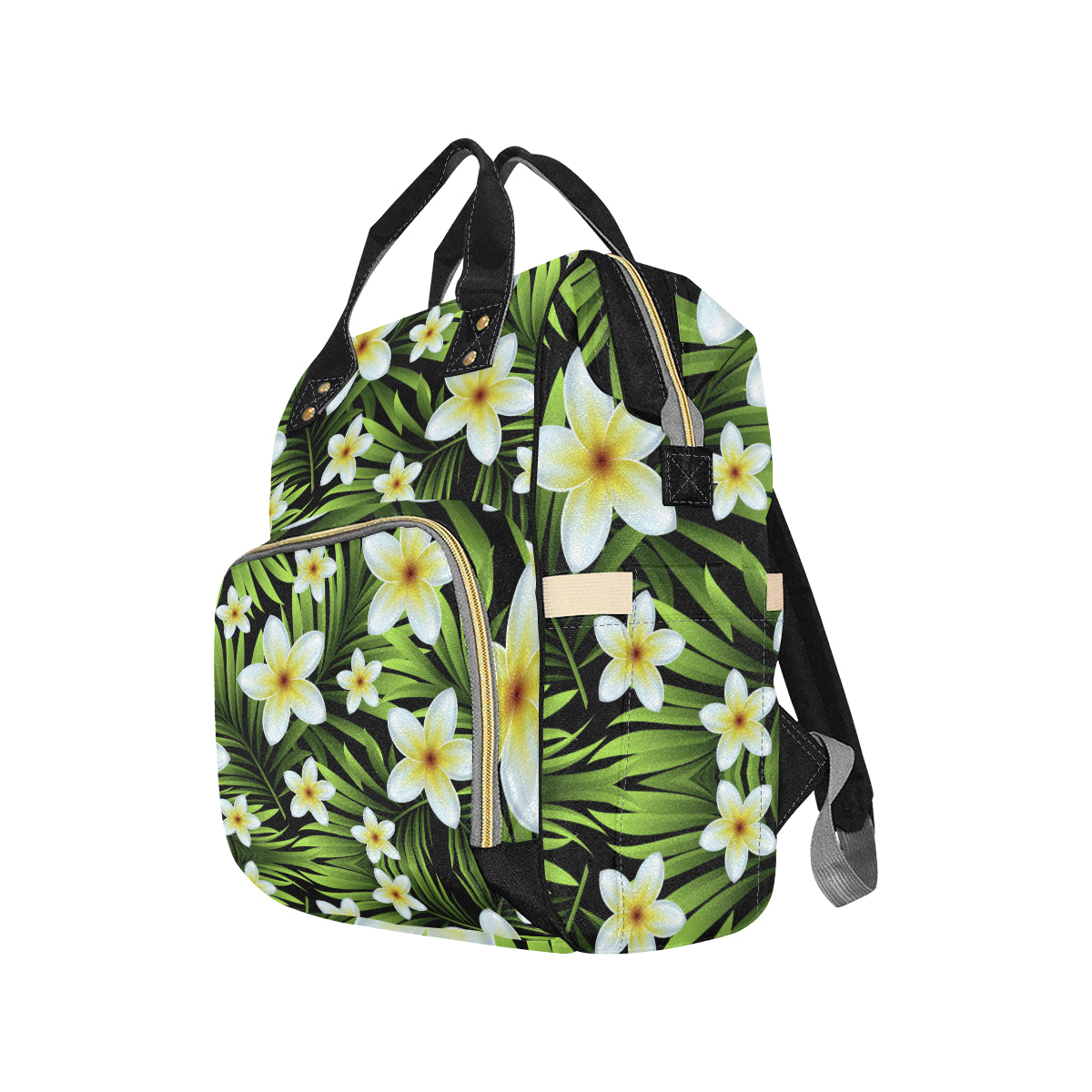 White Plumeria Pattern Print Design PM06 Diaper Bag Backpack