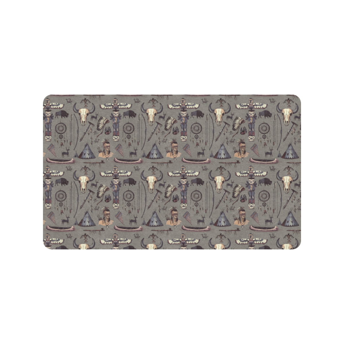 Native Indian life Design Print Rubber Doormat