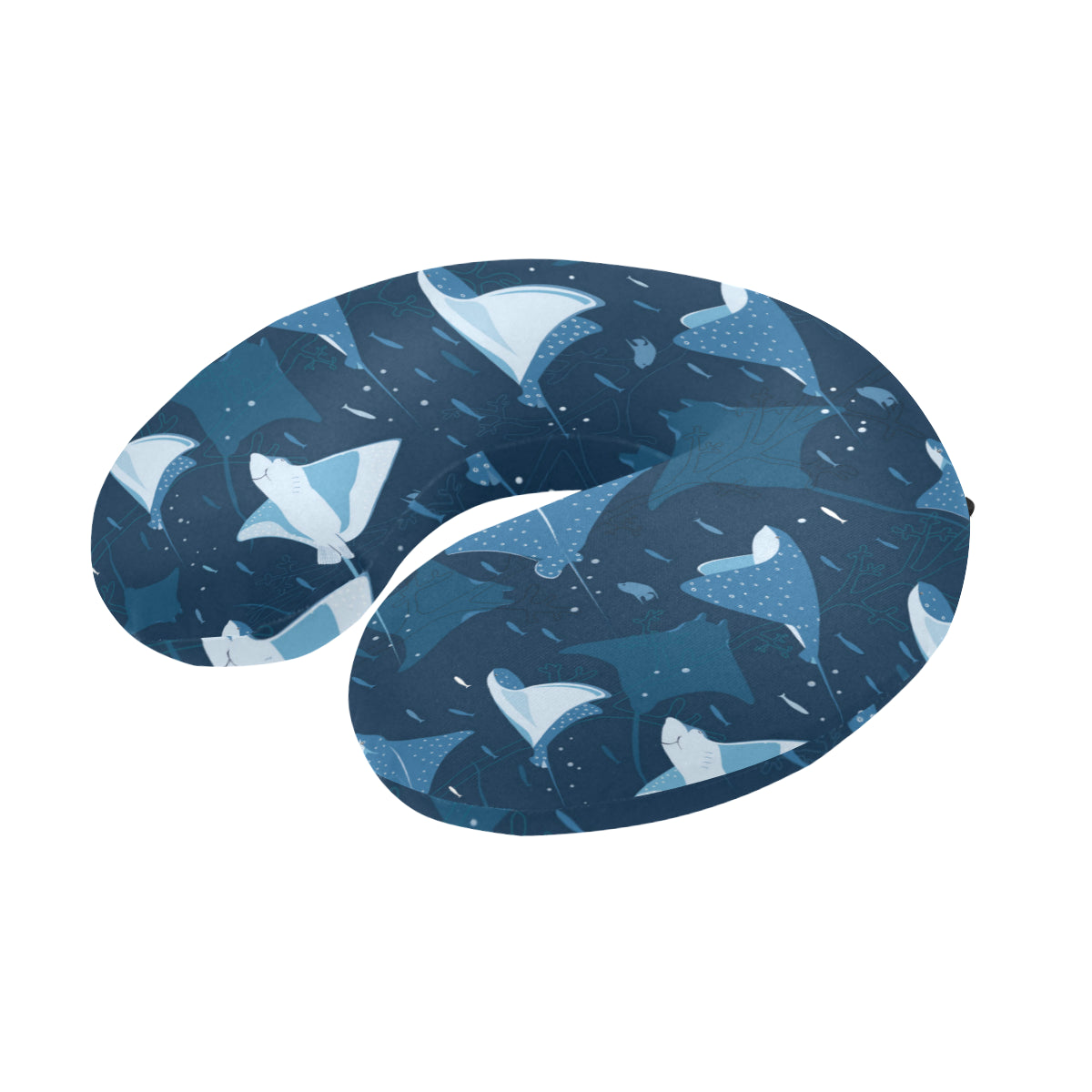 Manta Ray Pattern Print Design 02 U-Shaped Travel Neck Pillow