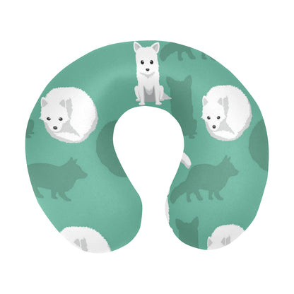 Arctic Fox Pattern Print Design U-Shaped Travel Neck Pillow