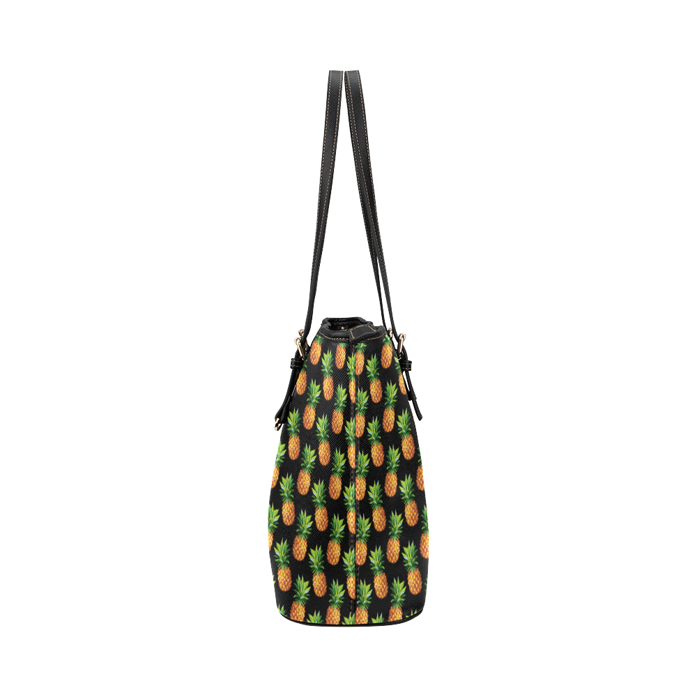 Pineapple Cute Print Design Pattern Leather Tote Bag