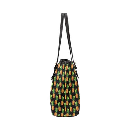 Pineapple Cute Print Design Pattern Leather Tote Bag