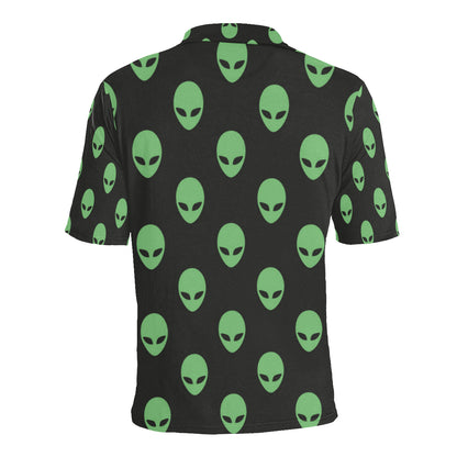 Alien Green Neon Pattern Print Design 01 Men Polo Shirt