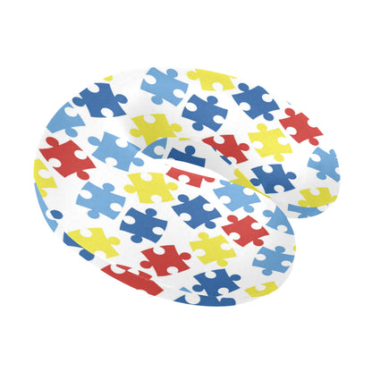 Autism Awareness Pattern Print Design 04 U-Shaped Travel Neck Pillow