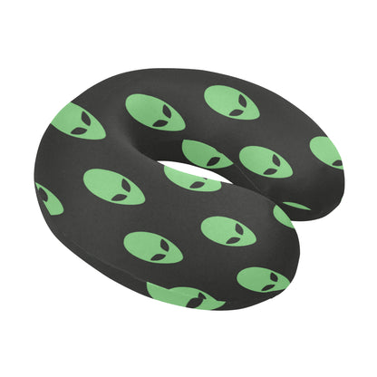 Alien Green Neon Pattern Print Design 01 U-Shaped Travel Neck Pillow