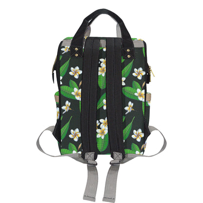 White Plumeria Pattern Print Design PM023 Diaper Bag Backpack