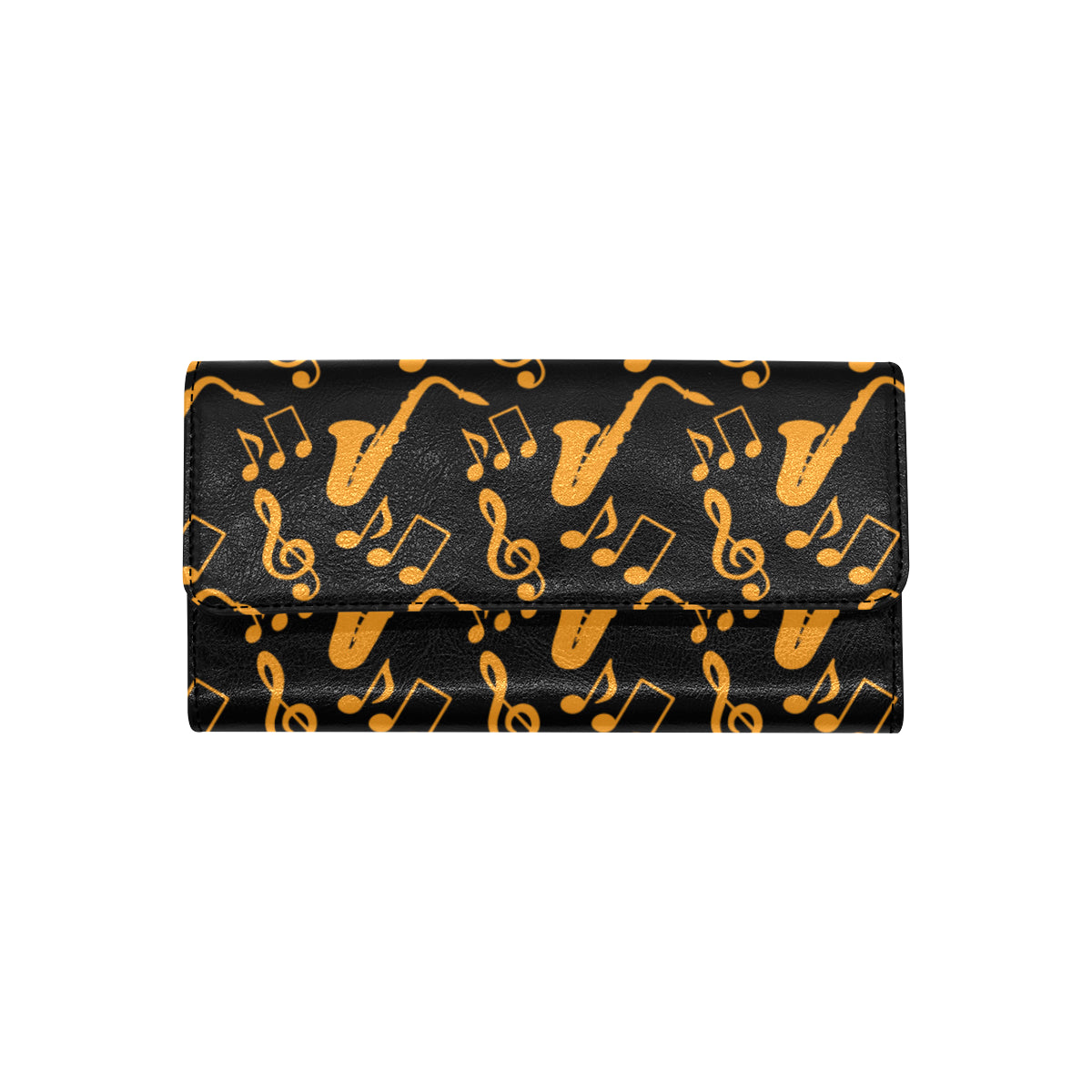 Saxophone Pattern Print Design 02 Women's Trifold Wallet