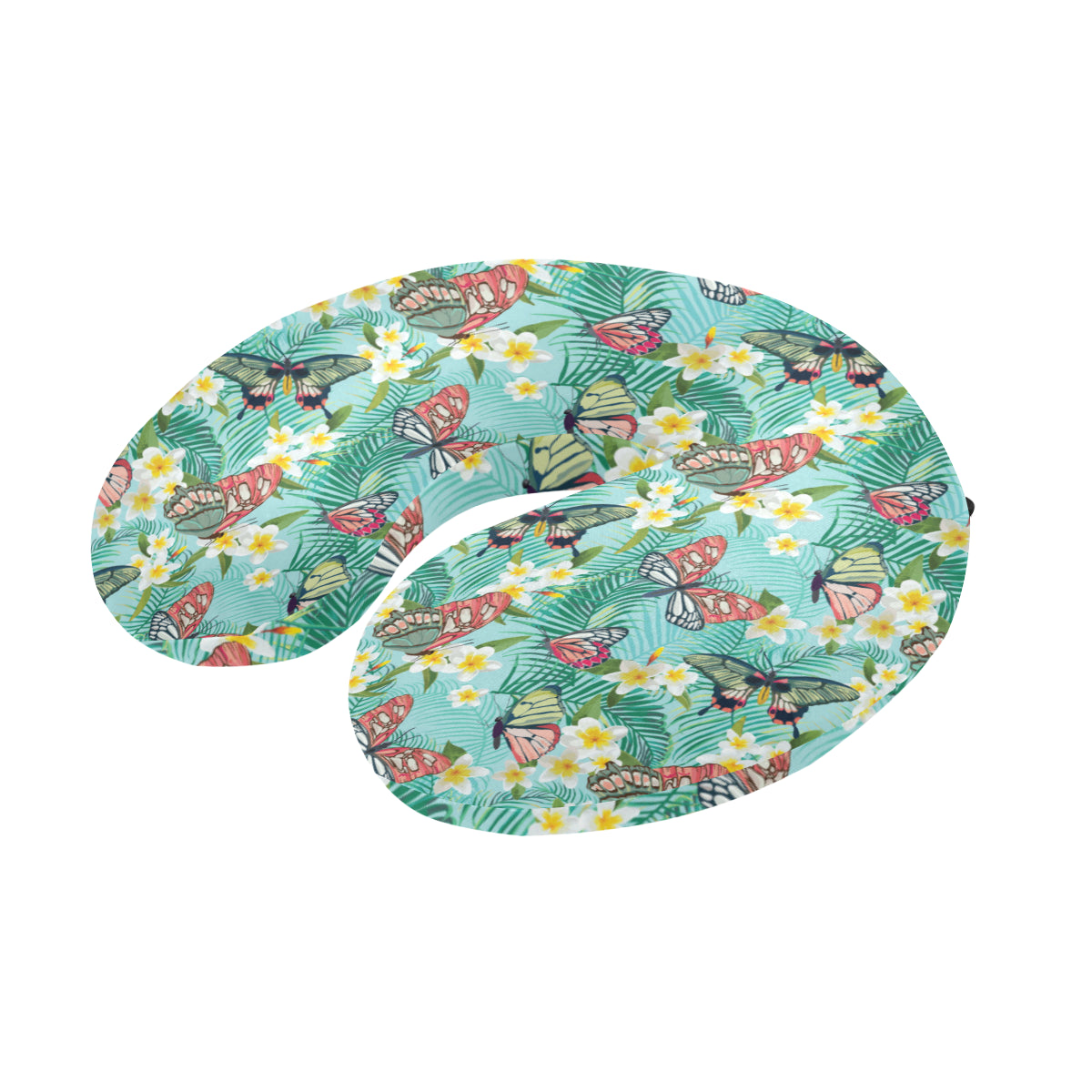 Butterfly Pattern Print Design 09 U-Shaped Travel Neck Pillow