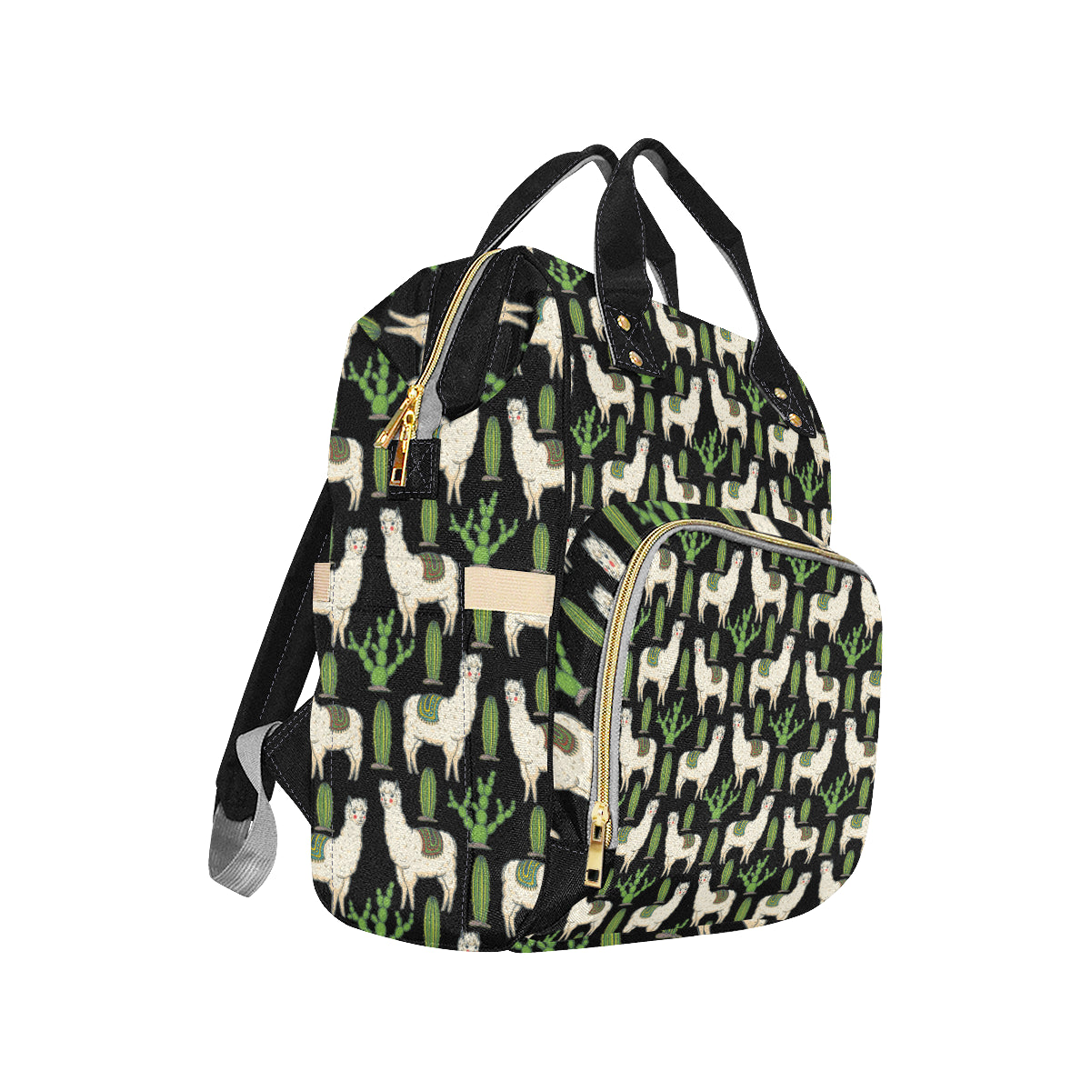 Llama Cactus Pattern Print Design 011 Diaper Bag Backpack