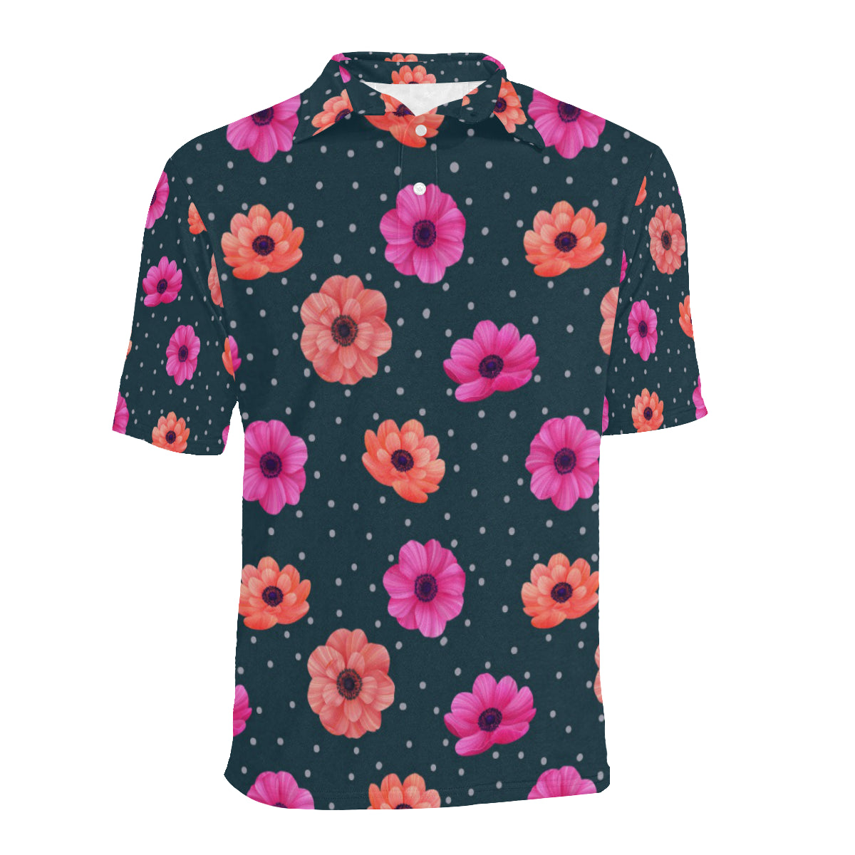 Anemone Pattern Print Design AM08 Men Polo Shirt