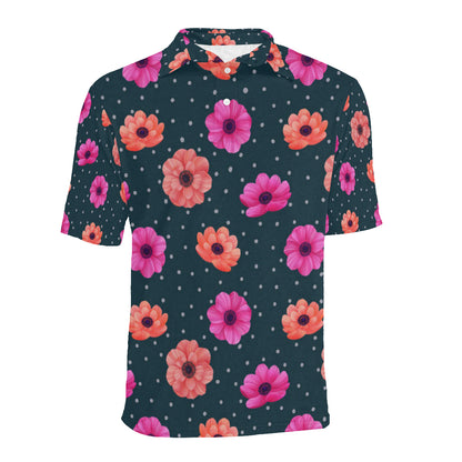 Anemone Pattern Print Design AM08 Men Polo Shirt