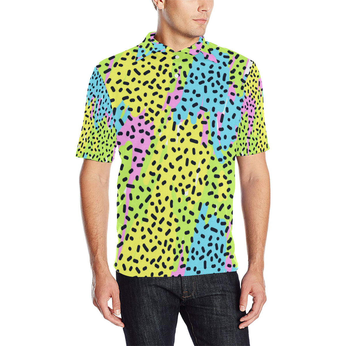 90s Pattern Print Design 2 Men Polo Shirt