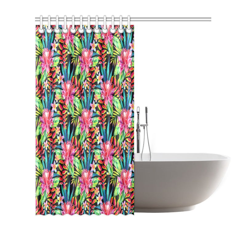 Heliconia Pattern Print Design HL02 Shower Curtain