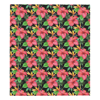 Red Hibiscus Pattern Print Design HB07 Premium Quilt