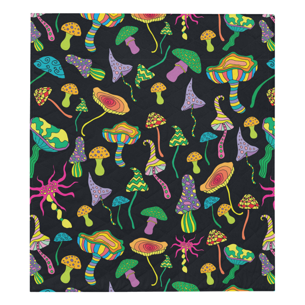 Psychedelic Mushroom Pattern Print Design A02 Premium Quilt