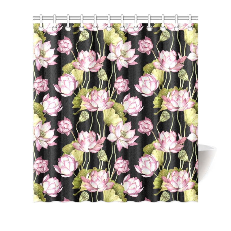 Water Lily Pattern Print Design WL06 Shower Curtain