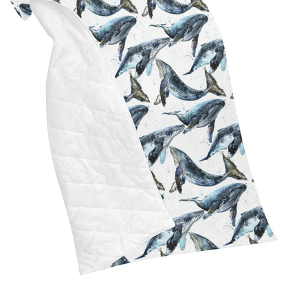 Blue Whale Pattern Print Design 03 Premium Quilt
