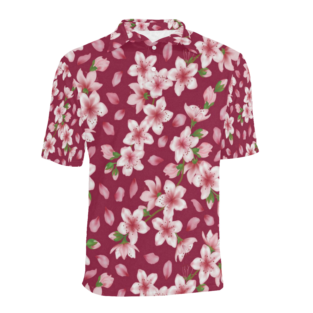 Cherry Blossom Pattern Print Design CB06 Men Polo Shirt