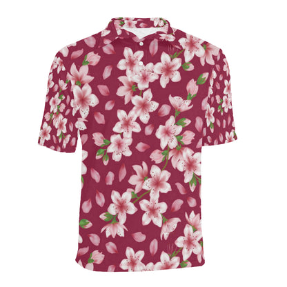Cherry Blossom Pattern Print Design CB06 Men Polo Shirt