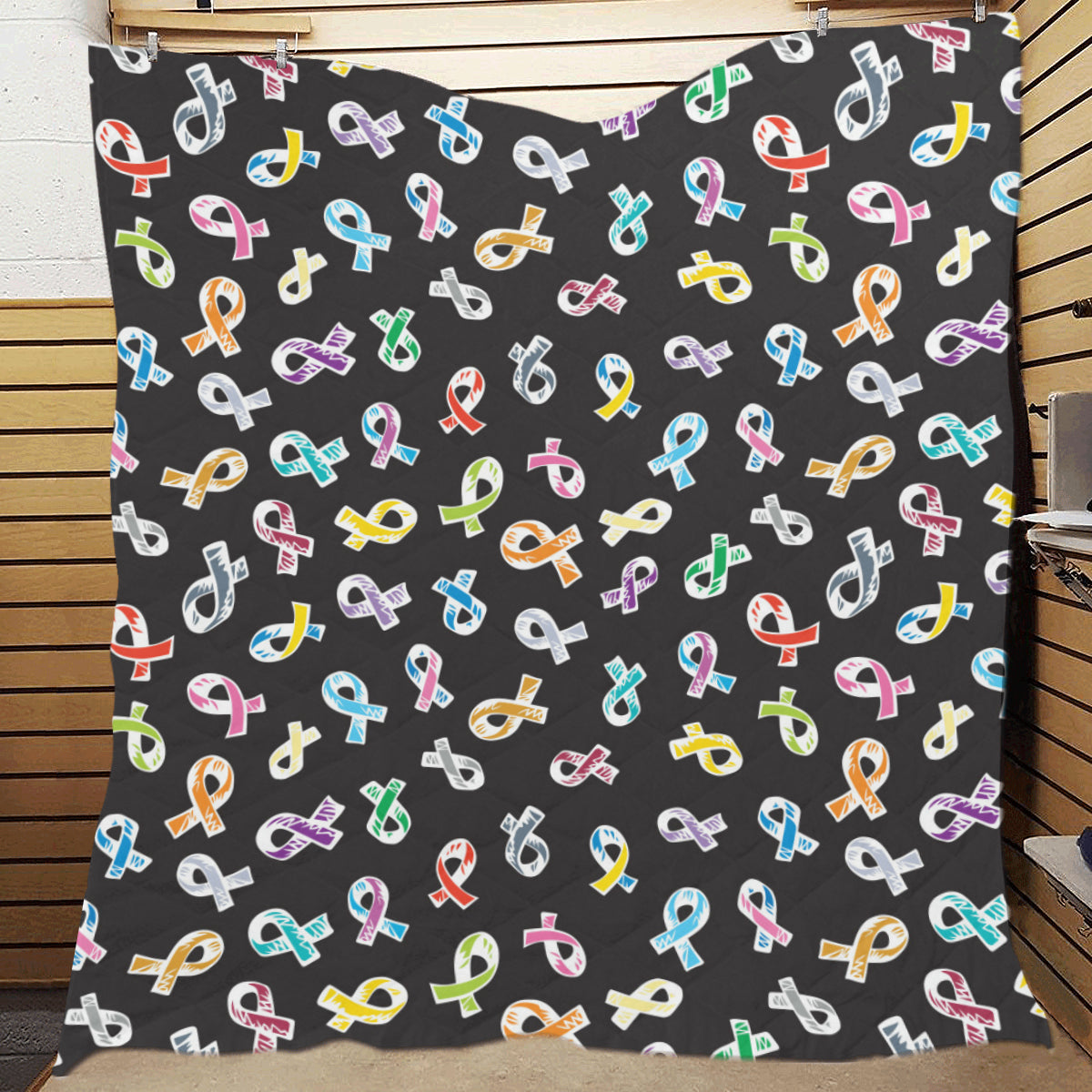 Cancer Awareness Pattern Print Design 02 Premium Quilt