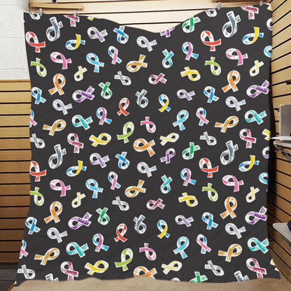 Cancer Awareness Pattern Print Design 02 Premium Quilt
