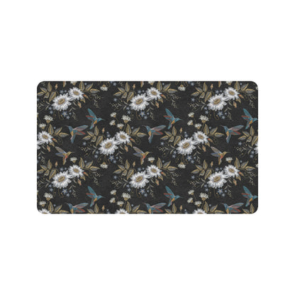 Hummingbird with Embroidery Themed Print Rubber Doormat