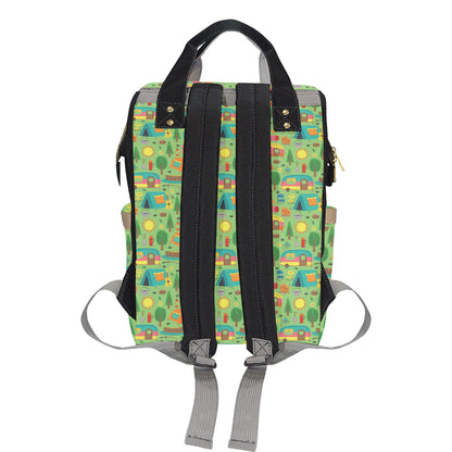 Camping Camper Pattern Print Design 04 Diaper Bag Backpack