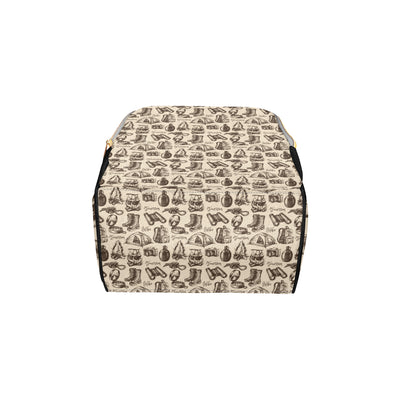 Camping Pattern Print Design 01 Diaper Bag Backpack