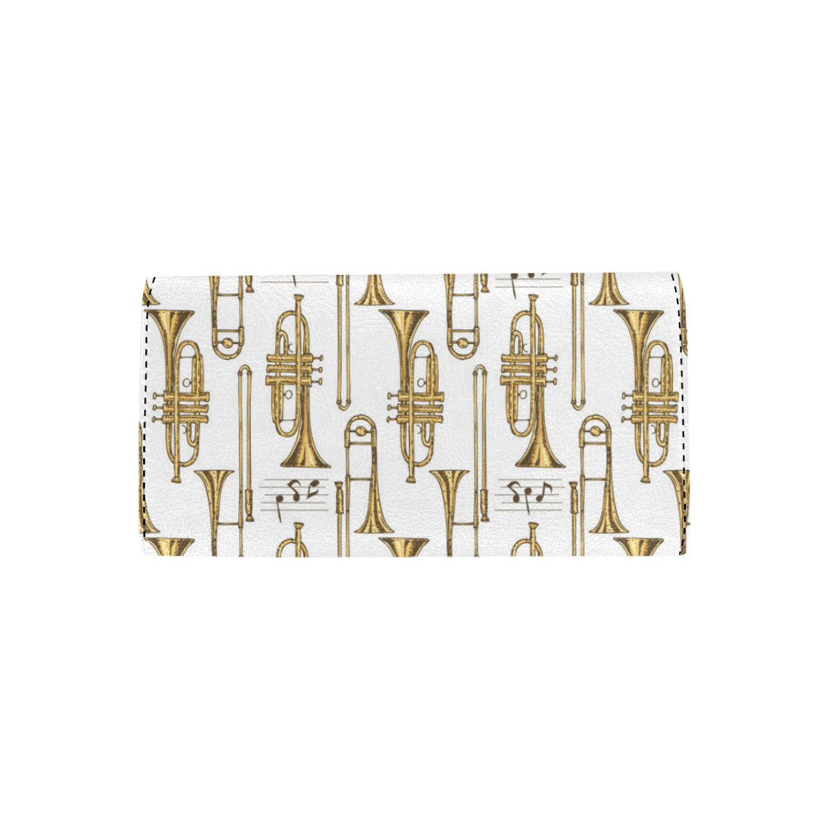 Trombone Pattern Print Design 04 Women's Trifold Wallet