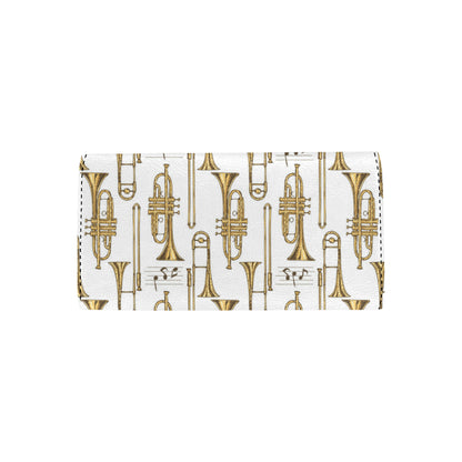 Trombone Pattern Print Design 04 Women's Trifold Wallet