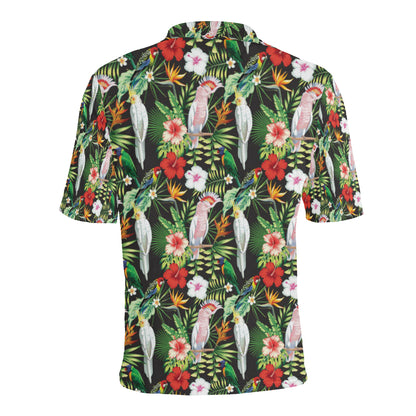 Tropical Flower Pattern Print Design TF03 Men Polo Shirt