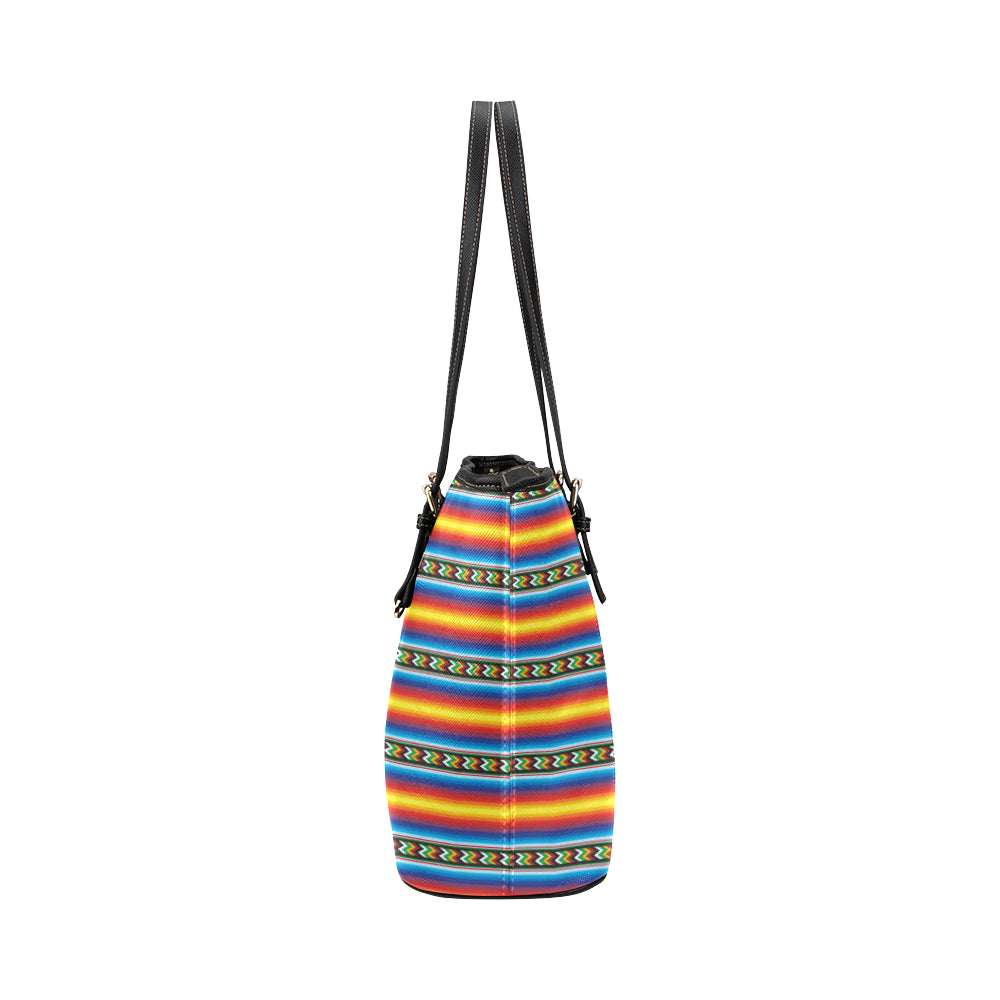 Mexican Blanket ZigZag Print Pattern Leather Tote Bag