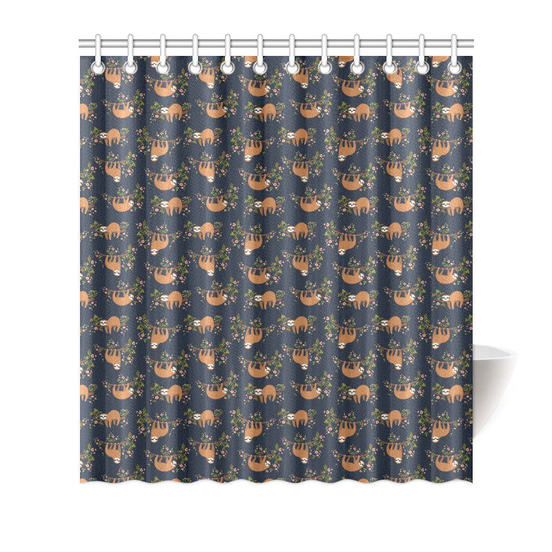 Sloth flower Design Themed Print Shower Curtain