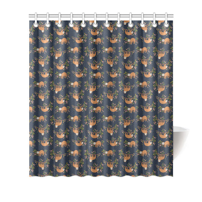 Sloth flower Design Themed Print Shower Curtain