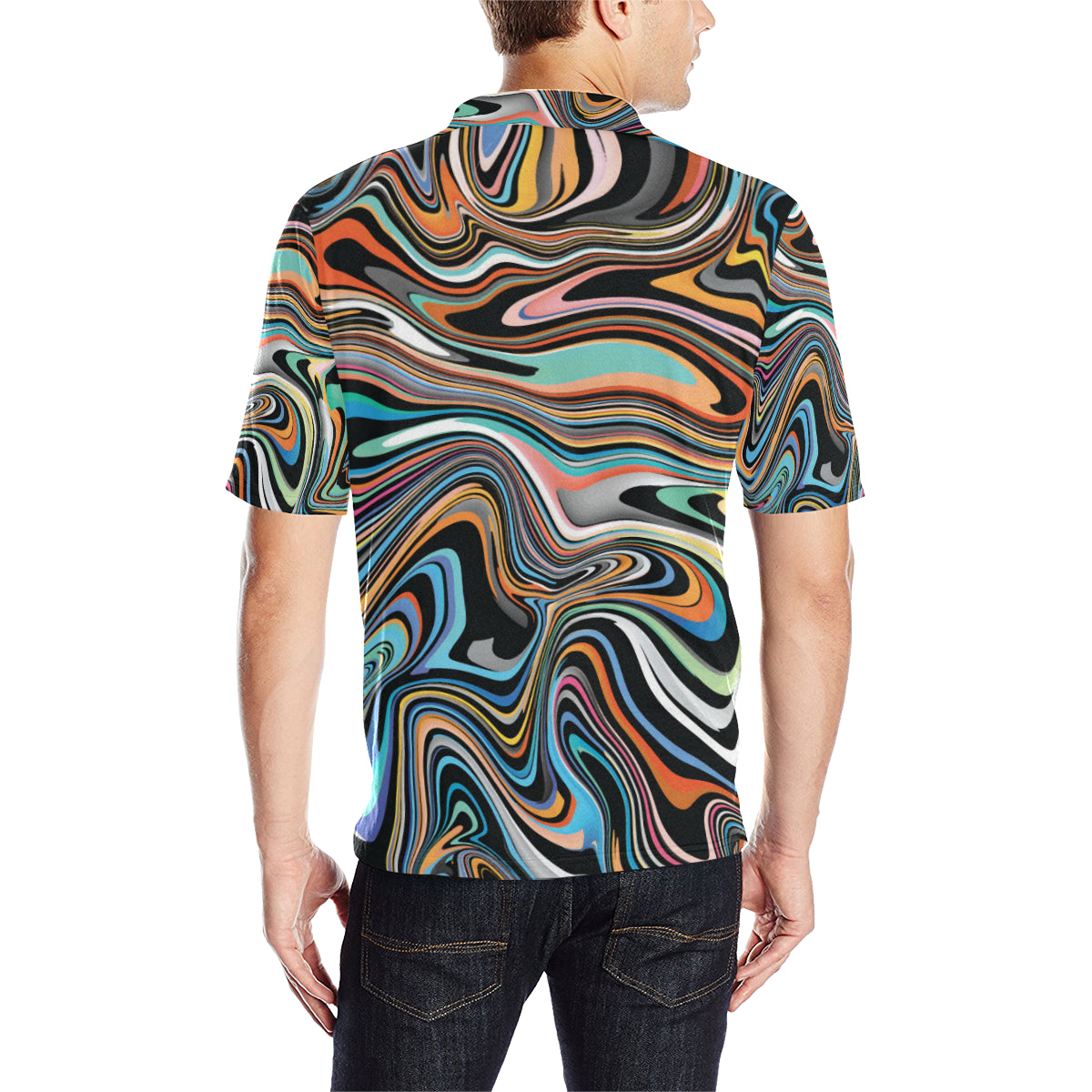 Liquid Pattern Print Design 02 Men Polo Shirt