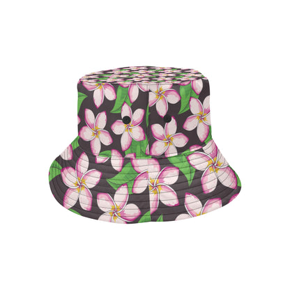 Pink Plumeria Pattern Print Design PM019 Unisex Bucket Hat