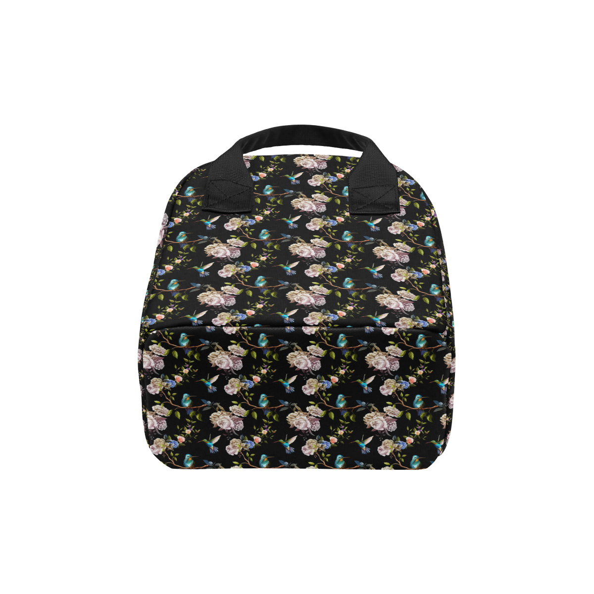 Hummingbird Flower Themed Print Insulated Lunch Bag