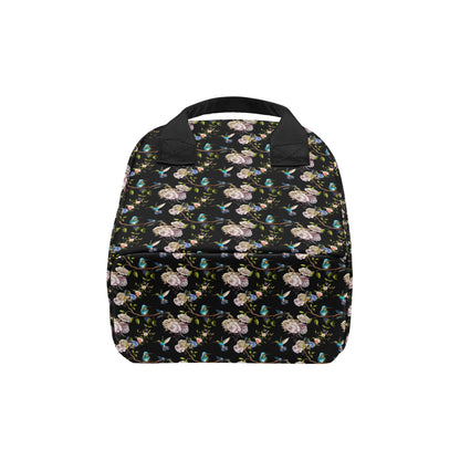 Hummingbird Flower Themed Print Insulated Lunch Bag