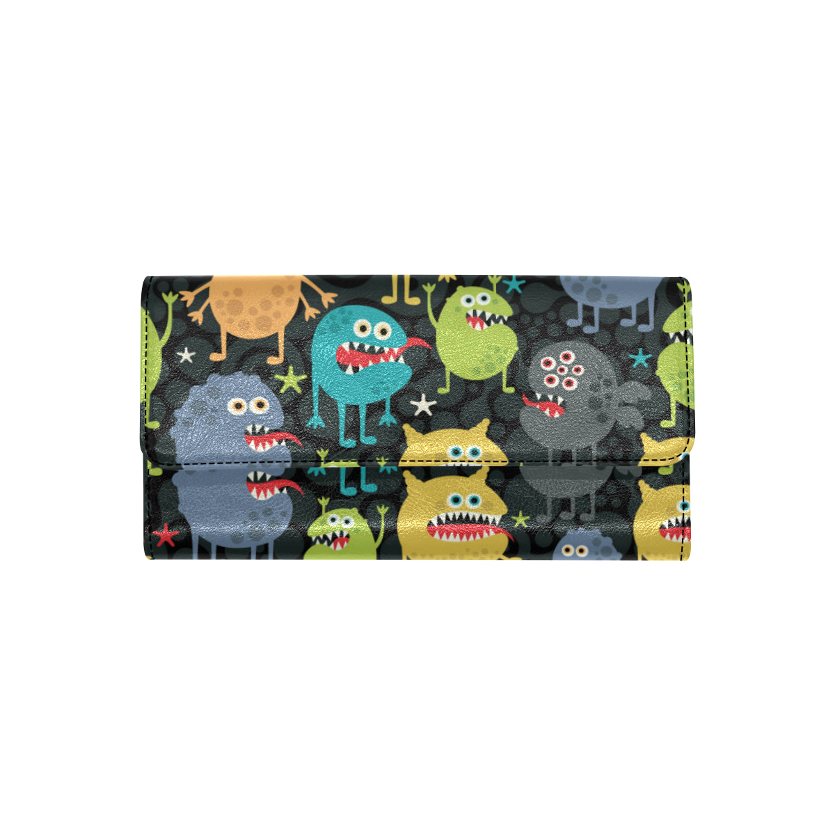 Monster Pattern Print Design 01 Women's Trifold Wallet
