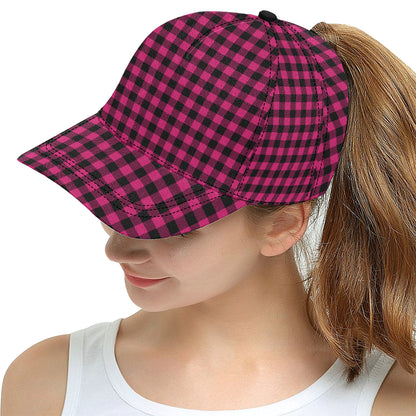 Pink Tartan Plaid Pattern Snapback Cap