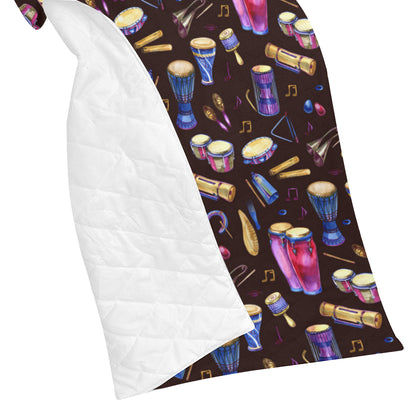 Percussion Neon Pattern Print Design 04 Premium Quilt