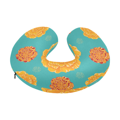 Marigold Pattern Print Design 02 U-Shaped Travel Neck Pillow