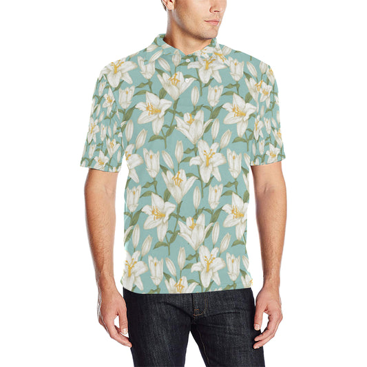 Lily Pattern Print Design LY09 Men Polo Shirt